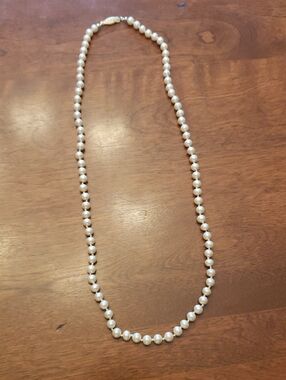 Classic Pearl Strand Necklace - Ivory Pearls- 25" L